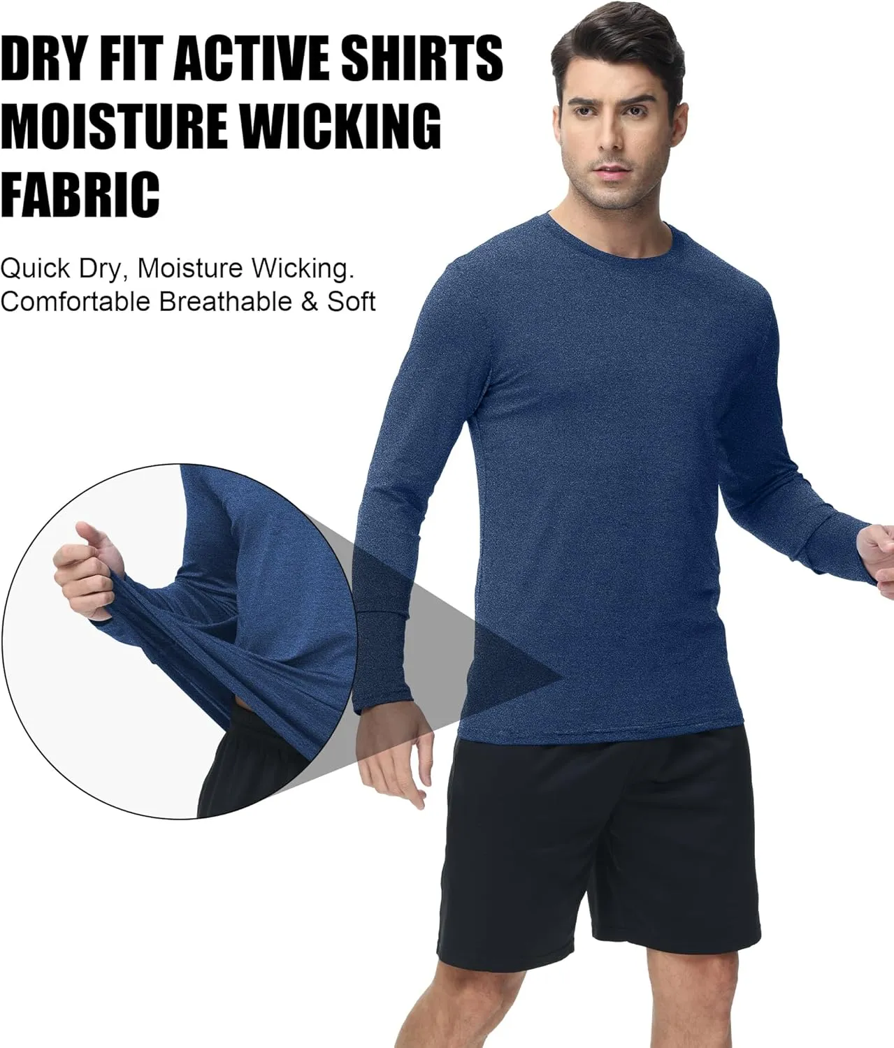 6 Pack Men's Long Sleeves Dry Fit Shirts, UPF 50  Rash Guard Swim SPF Fishing UV Sun Protection Shirts