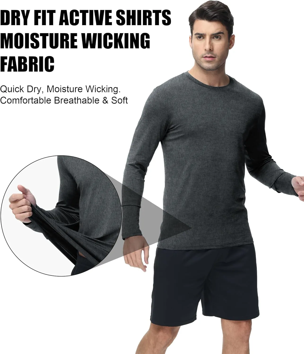 6 Pack Men's Long Sleeves Dry Fit Shirts, UPF 50  Rash Guard Swim SPF Fishing UV Sun Protection Shirts