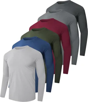 6 Pack Men's Long Sleeves Dry Fit Shirts, UPF 50  Rash Guard Swim SPF Fishing UV Sun Protection Shirts