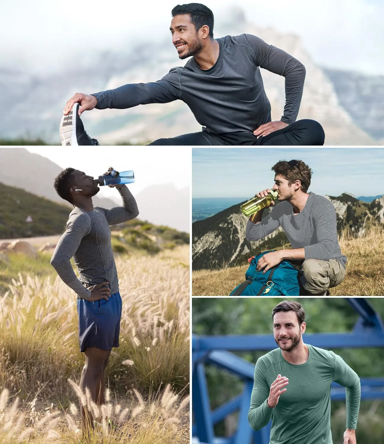 6 Pack Men's Long Sleeves Dry Fit Shirts, UPF 50  Rash Guard Swim SPF Fishing UV Sun Protection Shirts