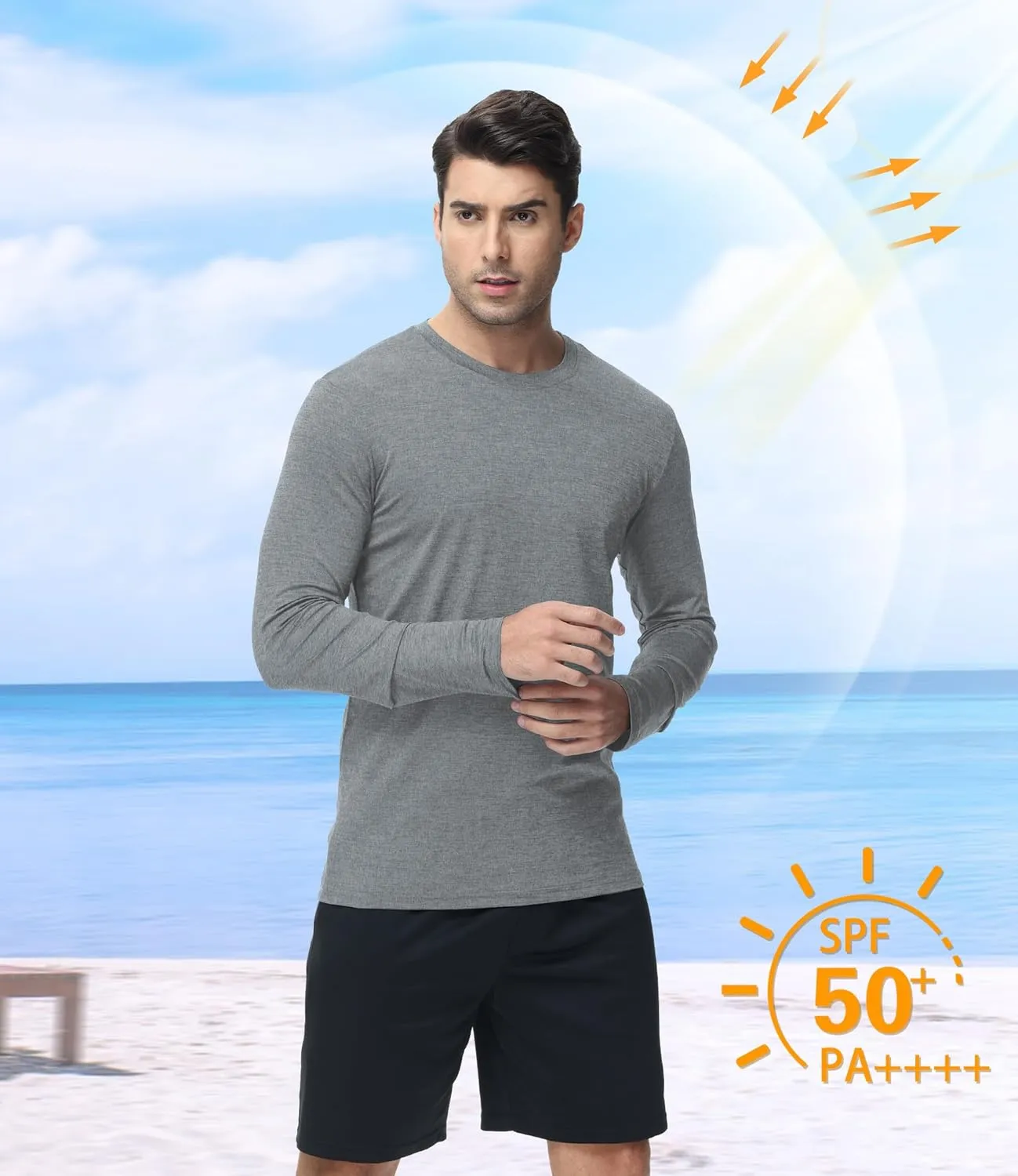 6 Pack Men's Long Sleeves Dry Fit Shirts, UPF 50  Rash Guard Swim SPF Fishing UV Sun Protection Shirts