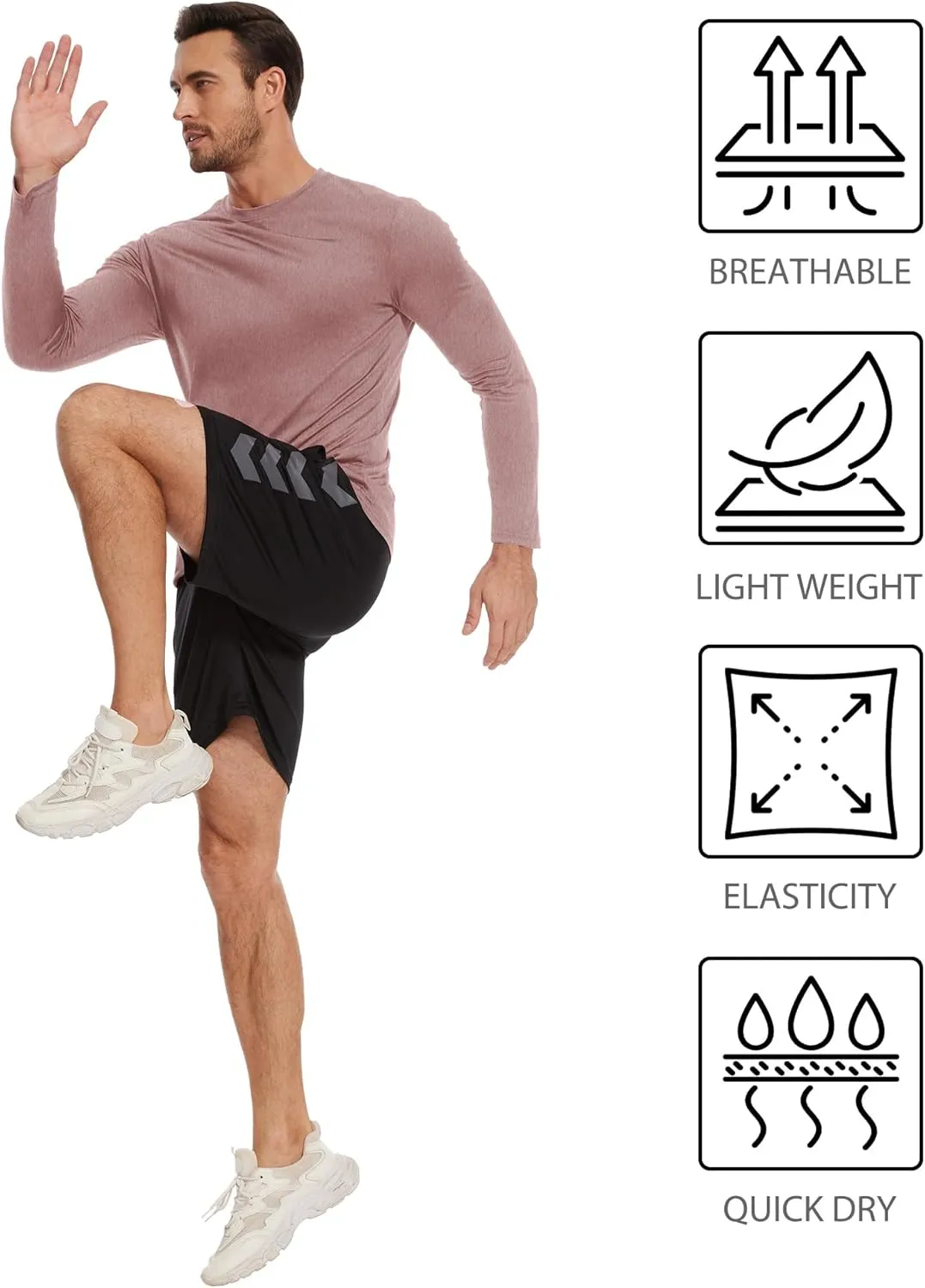 6 Pack Men's Long Sleeves Dry Fit Shirts, UPF 50  Rash Guard Swim SPF Fishing UV Sun Protection Shirts