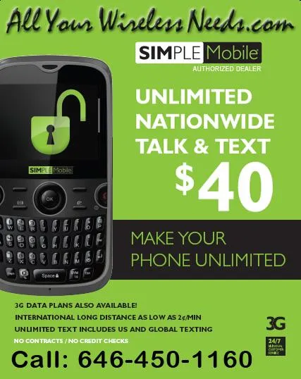 BYOP = Simple Mobile 14 Days = $20 Promo Unlimited Talk, Text, Int'l Text & 2 GB Data   Intl Talk   Sim Card  New Number