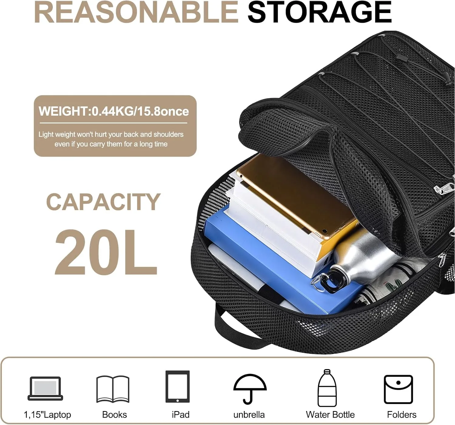 Heavy Duty Mesh Backpacks for Adults, Mesh School Bags for Boys and Girls, See Through School Bags with Adjustable Straps for Swimming, Fitness, Sports, Carry Portable Oxygen Concentrators