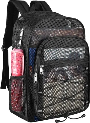 Heavy Duty Mesh Backpacks for Adults, Mesh School Bags for Boys and Girls, See Through School Bags with Adjustable Straps for Swimming, Fitness, Sports, Carry Portable Oxygen Concentrators