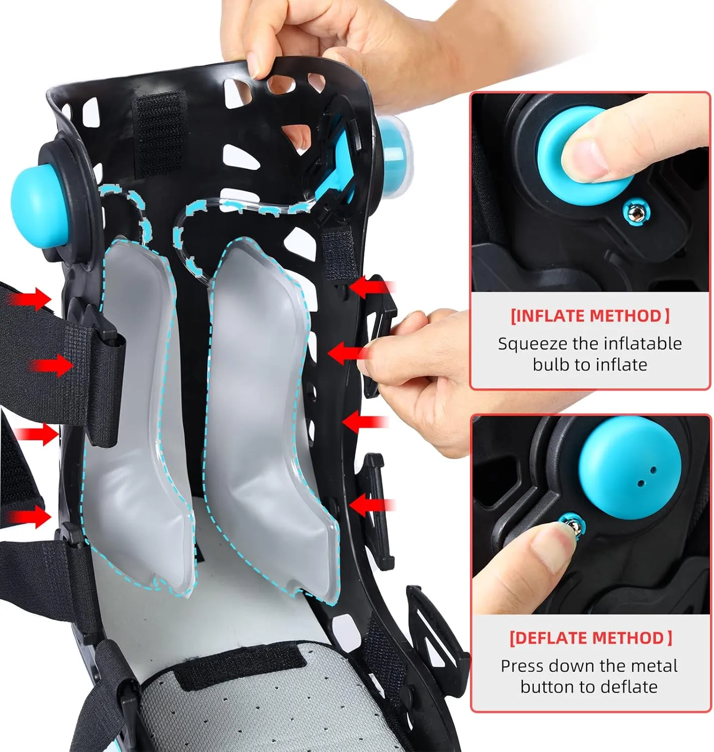 Medical Inflatable Walking Boot, Air Cam Walker Fracture Boot, Short Orthopaedic Boot for Sprained Ankle, Foot Pain Recovery, Stress Fracture, Broken Foot, Achilles Tendonitis Black (Medium)
