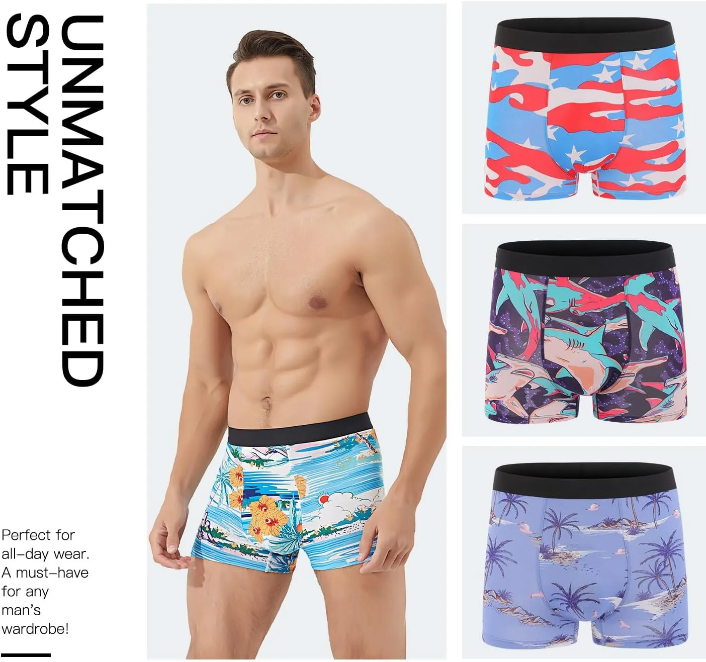 Men's Underwear Boxer Briefs Bamboo Viscose Trunks Soft Comfortable Multipack