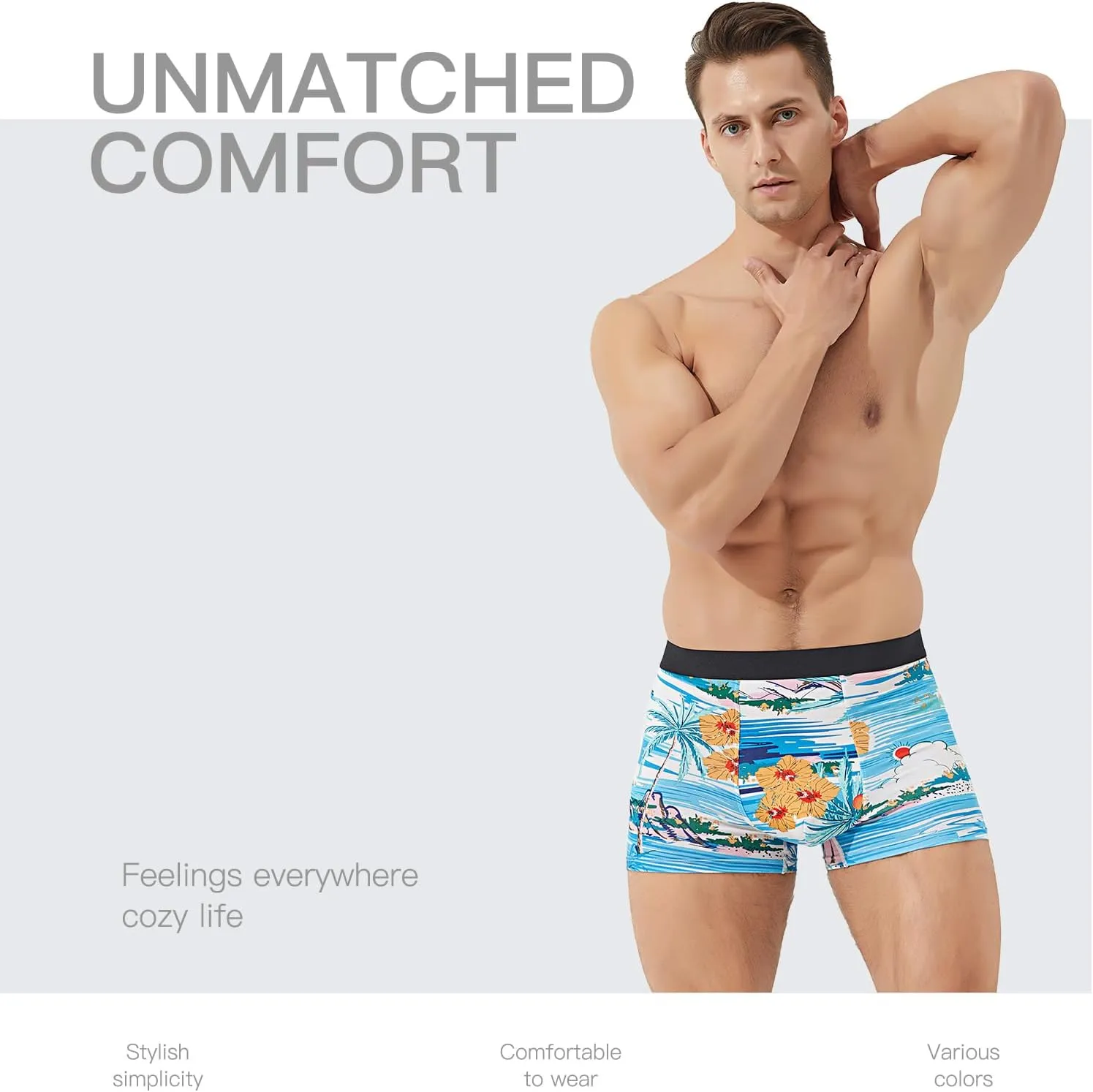 Men's Underwear Boxer Briefs Bamboo Viscose Trunks Soft Comfortable Multipack