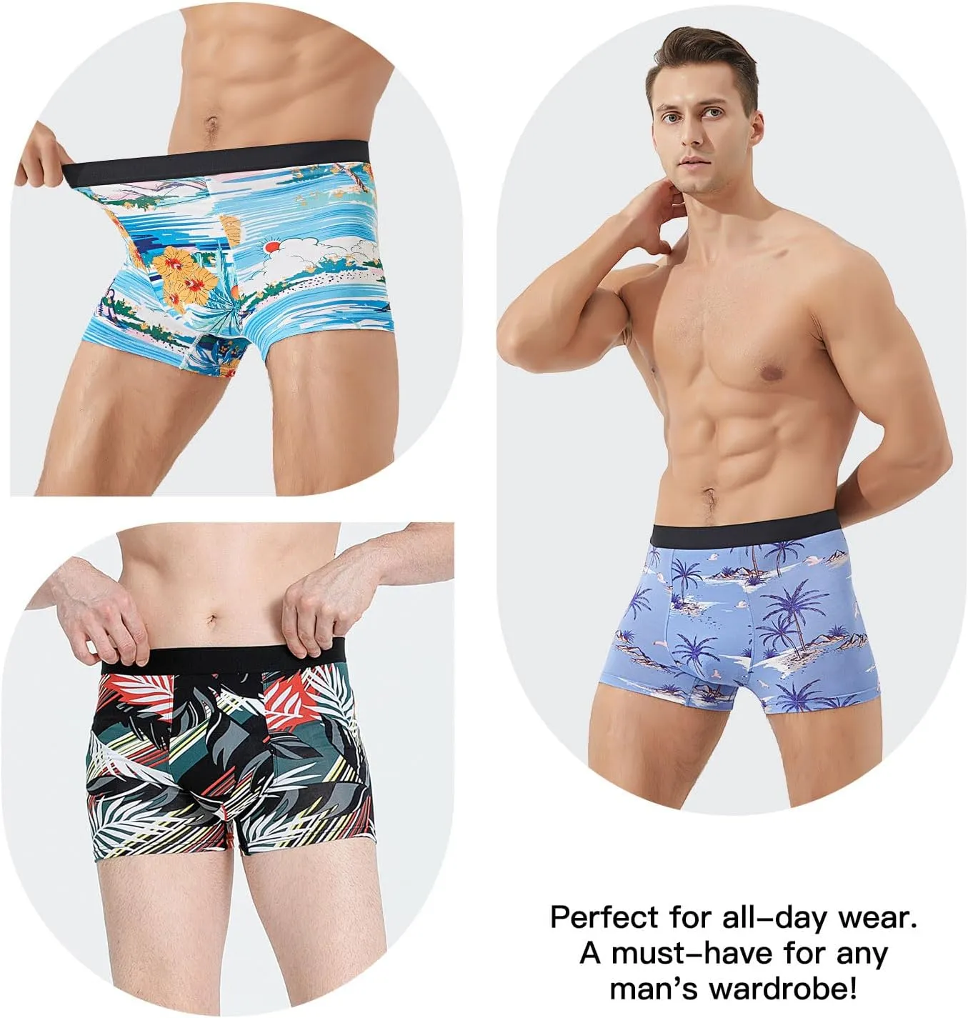 Men's Underwear Boxer Briefs Bamboo Viscose Trunks Soft Comfortable Multipack