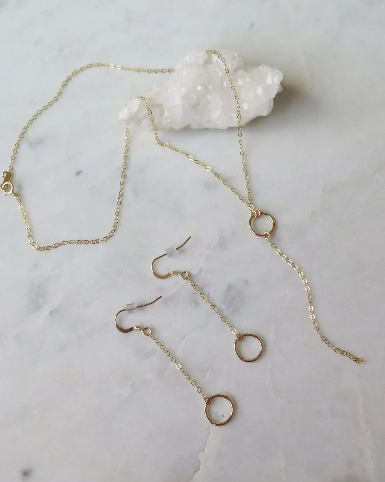 Ring Drop Earrings  - 14k Yellow Gold Fill