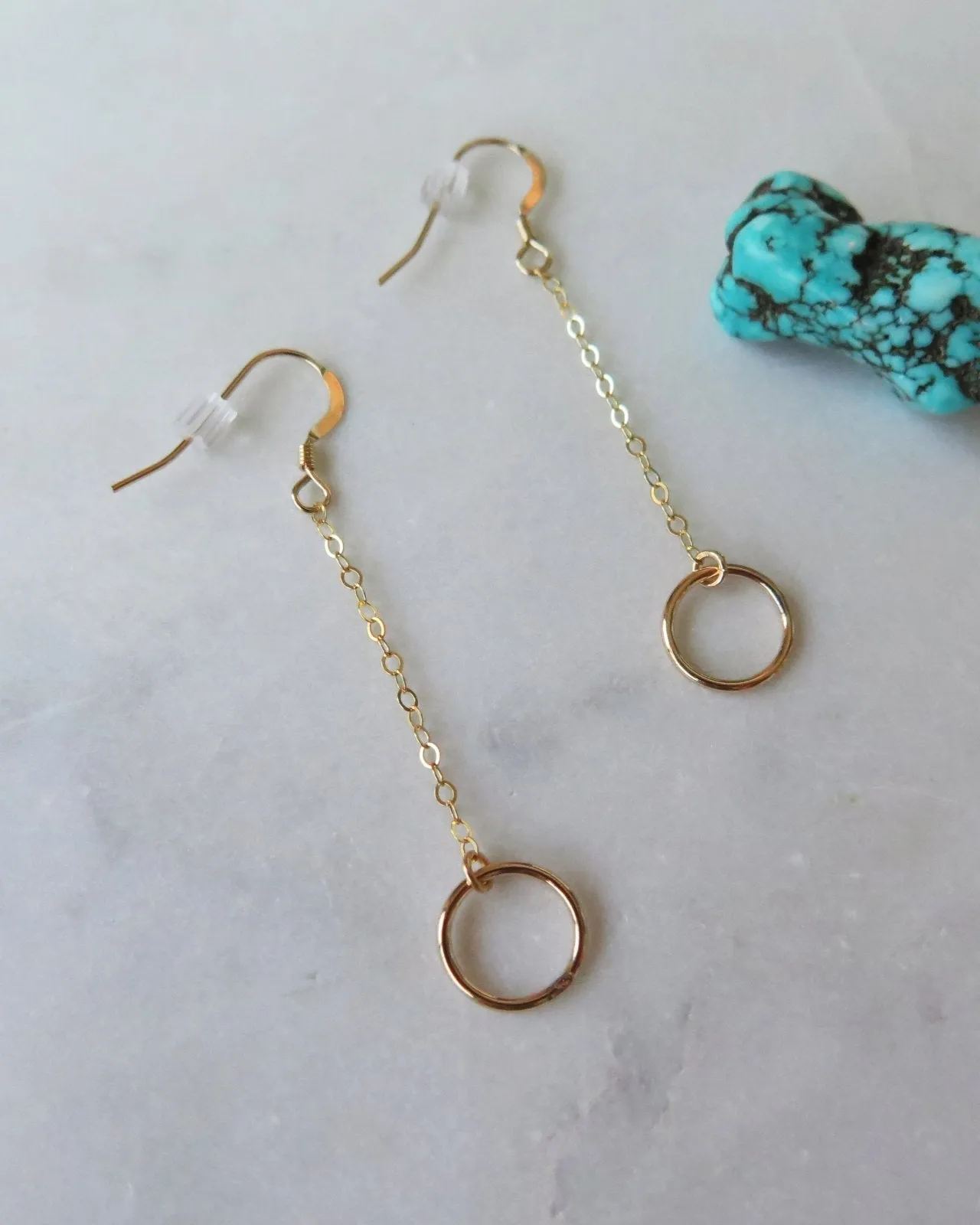 Ring Drop Earrings  - 14k Yellow Gold Fill