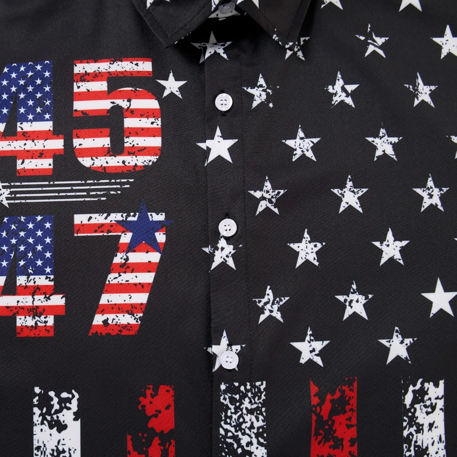 uideazone Mens 4th of July American Flag Patriotic Shirt USA Short Sleeve Button Up Independence Day Shirt M-XXL