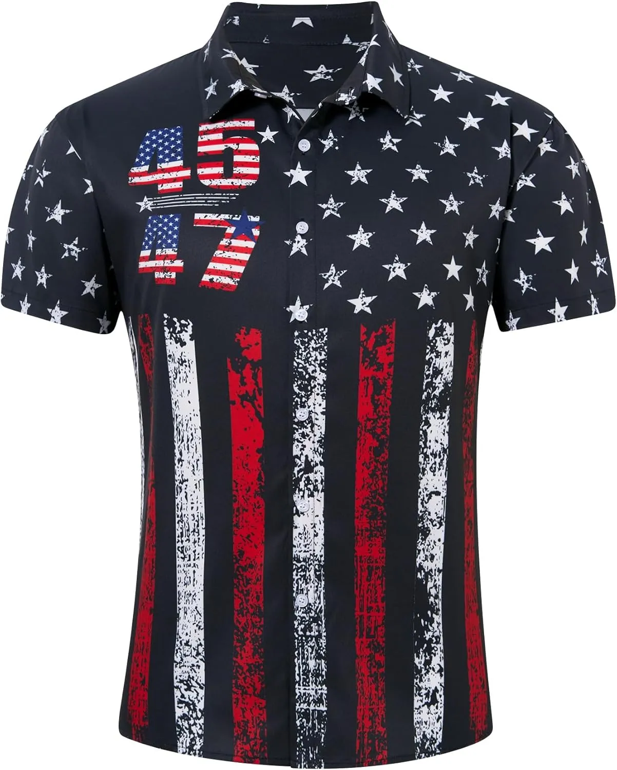 uideazone Mens 4th of July American Flag Patriotic Shirt USA Short Sleeve Button Up Independence Day Shirt M-XXL