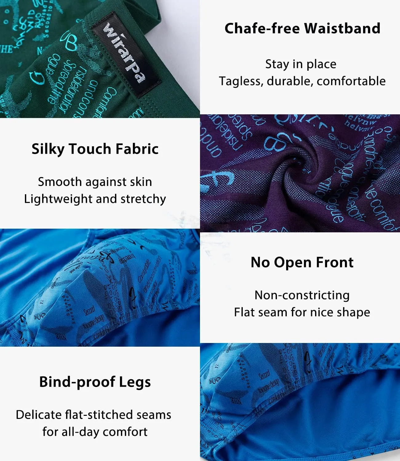 wirarpa Men's Underwear Modal Microfiber Briefs No Fly Covered Waistband Silky Touch Underpants 4 Pack
