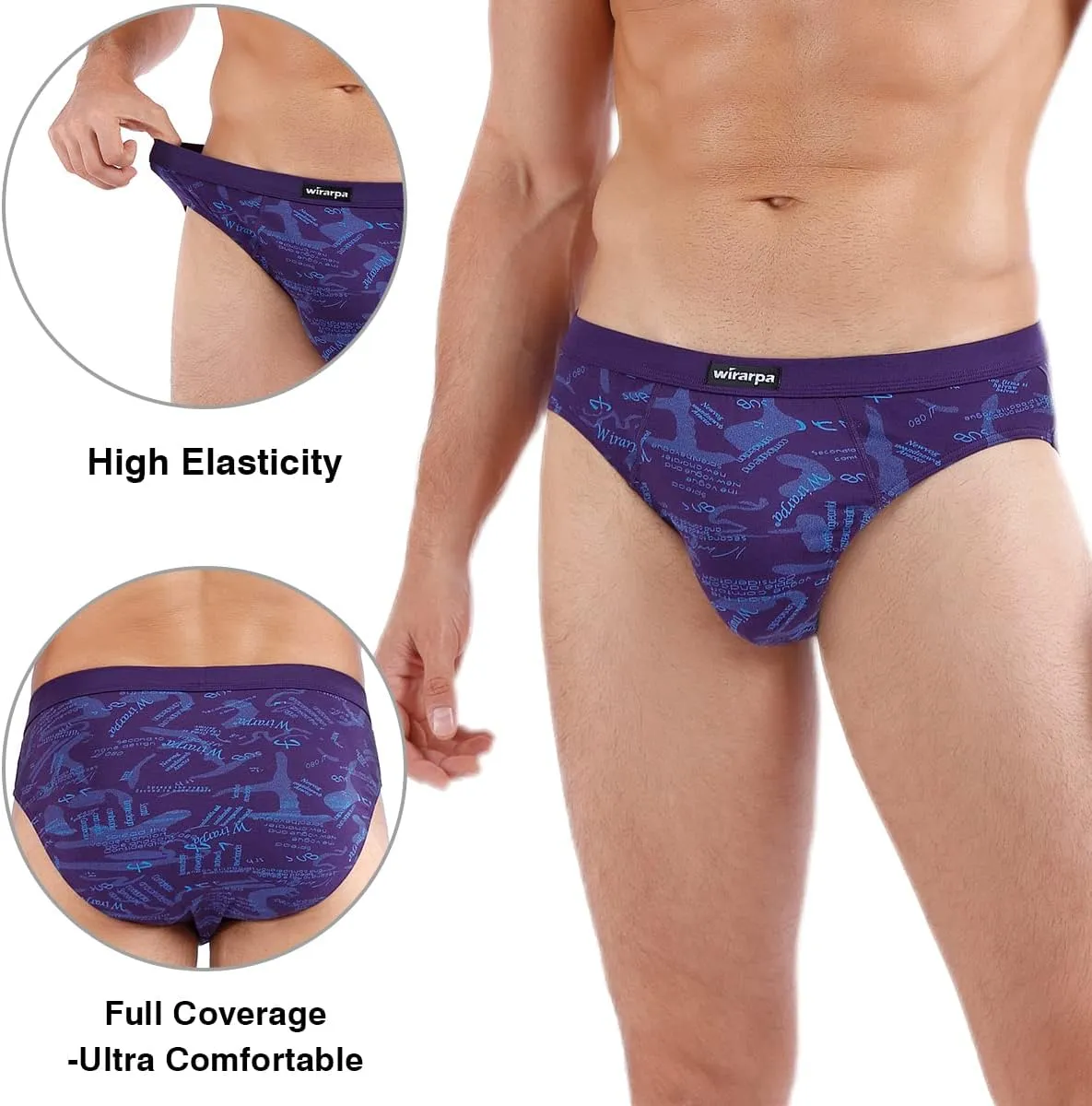 wirarpa Men's Underwear Modal Microfiber Briefs No Fly Covered Waistband Silky Touch Underpants 4 Pack