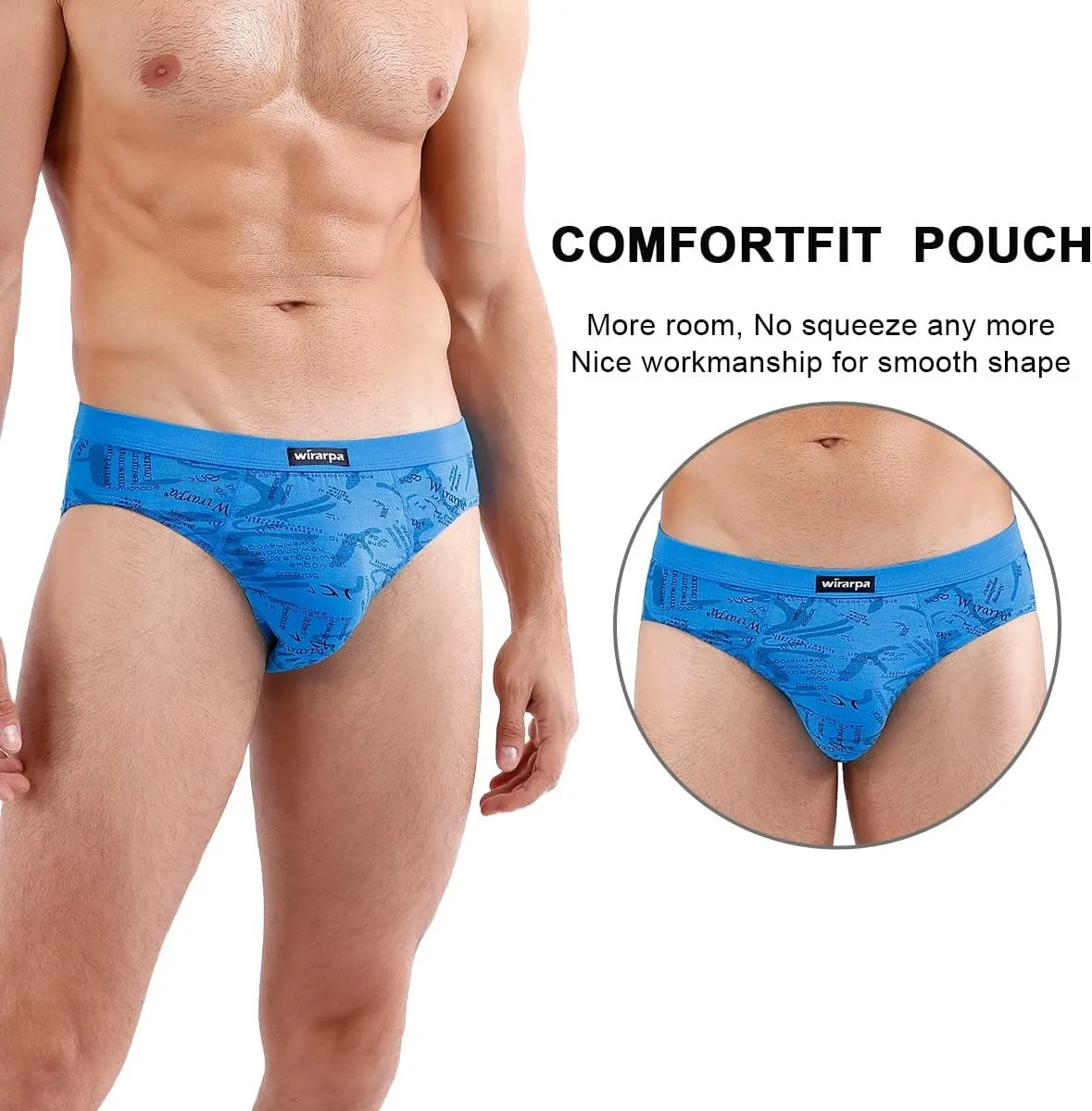 wirarpa Men's Underwear Modal Microfiber Briefs No Fly Covered Waistband Silky Touch Underpants 4 Pack